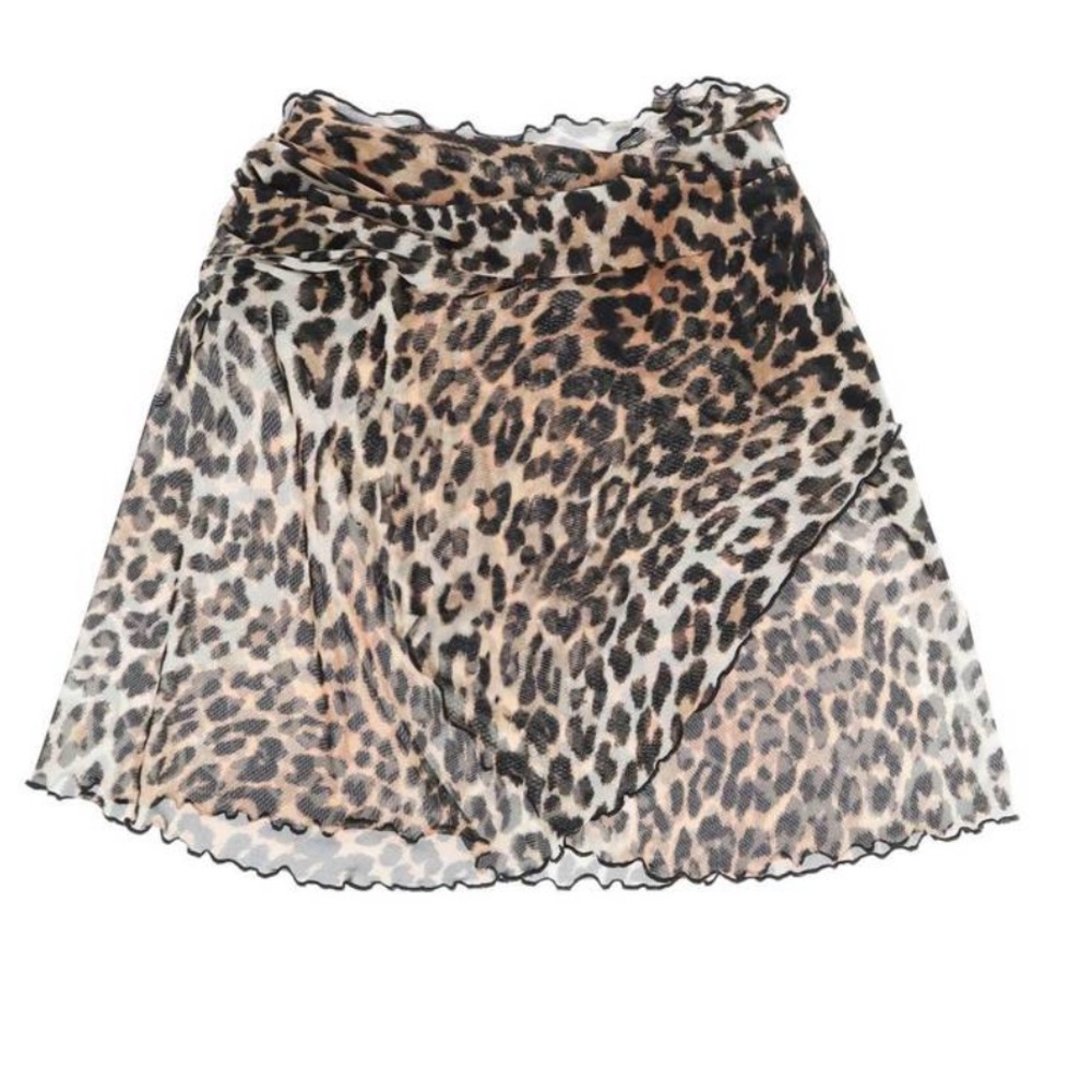 GANNI leopard wrap cover up skirt